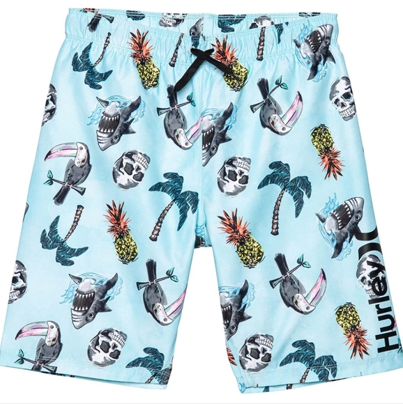 Hurley Swim Hurley Boys 78 Graphic Swim Board Shorts With Interior